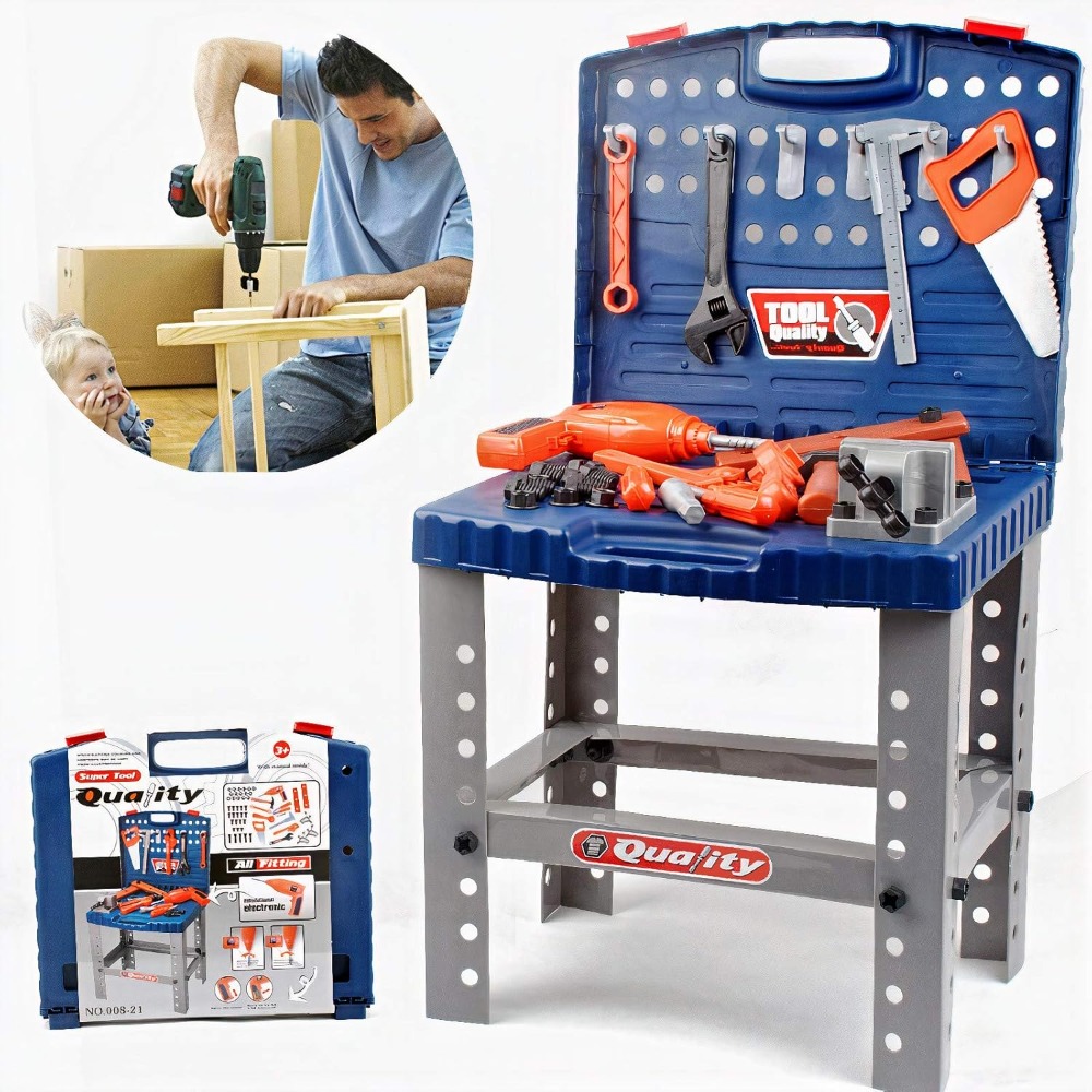 Tools Workshop Kids - Kinderspielzeug-Werkzeugwerkbank mit realistischen Werkzeugen und elektrischer