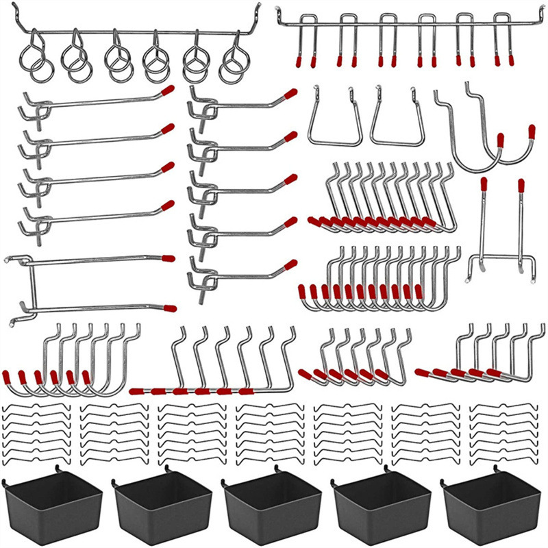 Workshop Tools Organizing - 114-teiliges Stecktafel-Haken-Set, Metall-Werkzeughaken zum Organisieren von