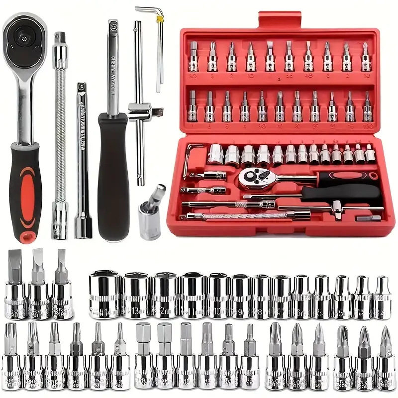 Workshop Tools Sale - 46-teiliges Auto-Wartungs- und Reparaturset mit Steckschlüsseln,