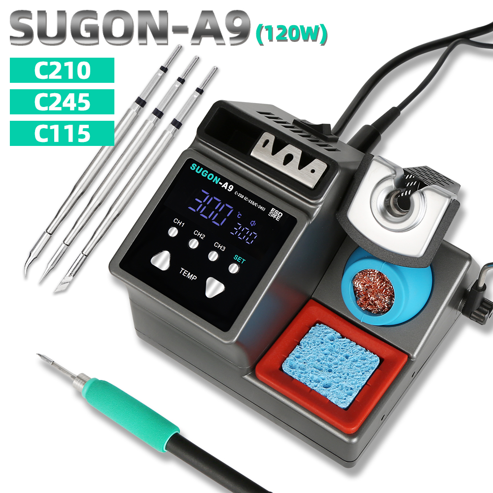 Tools For Electronic Workshop - SUGON-A9 Lötstation, kompatibel mit Original-Lötkolbenspitze 210/245/115