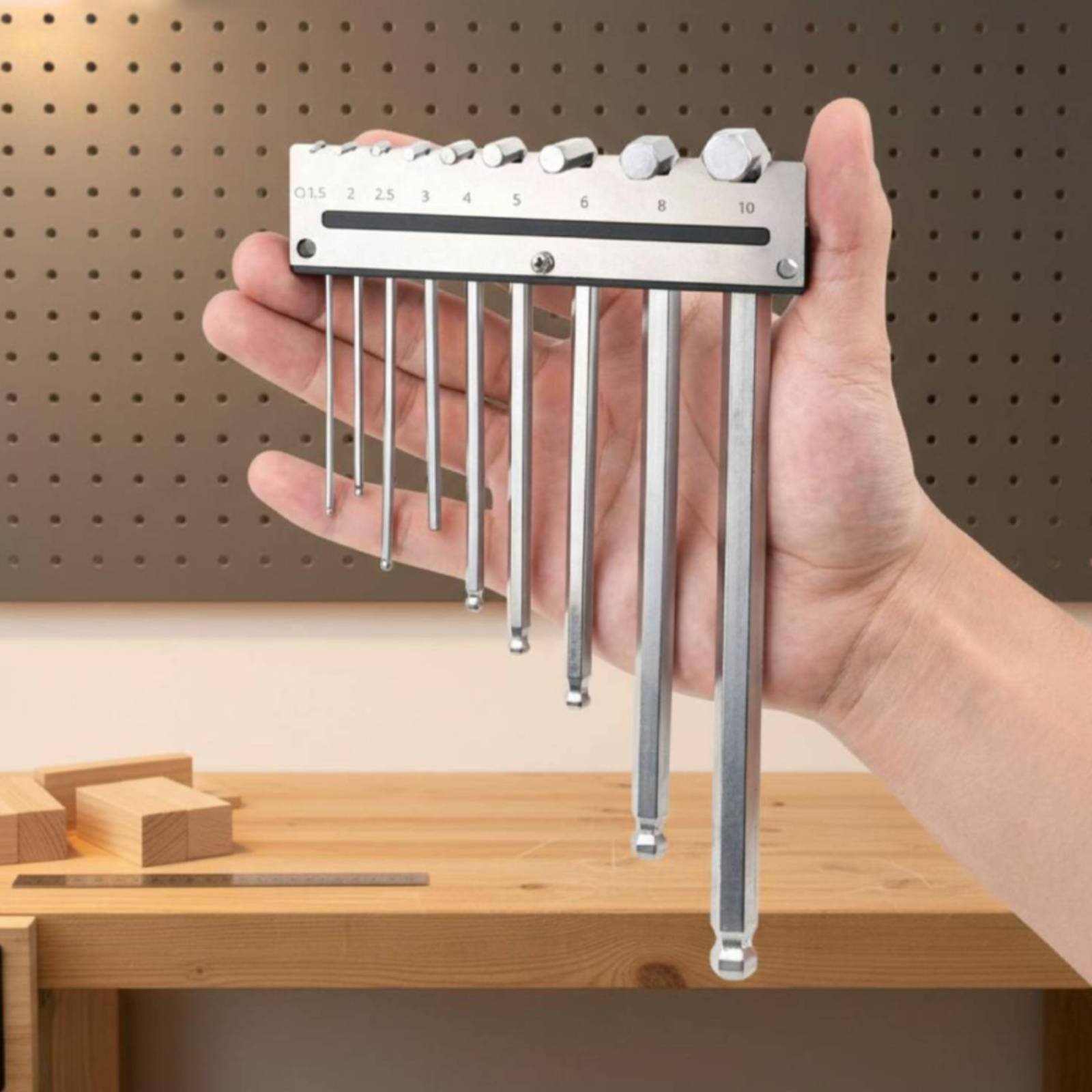 Workshop Tools Wall - Wandmontierter Sechskantschlüsselhalter Metall-Lochblech-Schlüsselständer Inbusschlüssel-Organizer Einfach zu