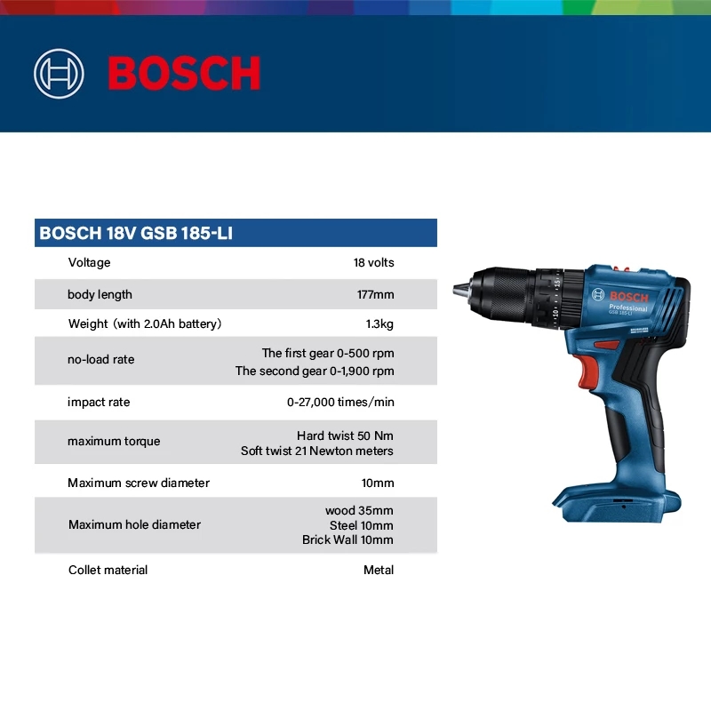 Bosch Drill Gsb 18V - Bosch GSB 185-LI 18V Bürstenloser Akku-Schlagbohrschrauber
